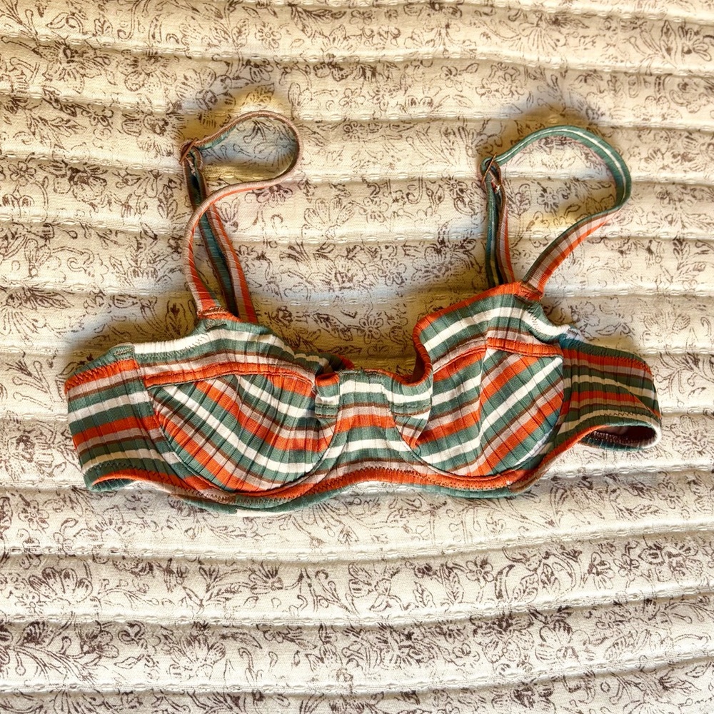 Aerie Striped Ribbed Bikini Top 32B